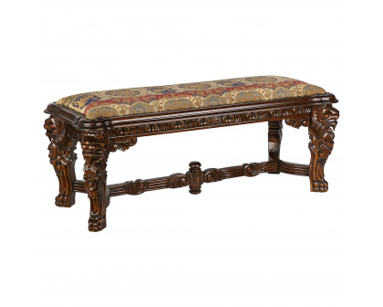 Toscano - Lord Raffles Grande Hall Lion Leg Bench in Cherry, Mahogany