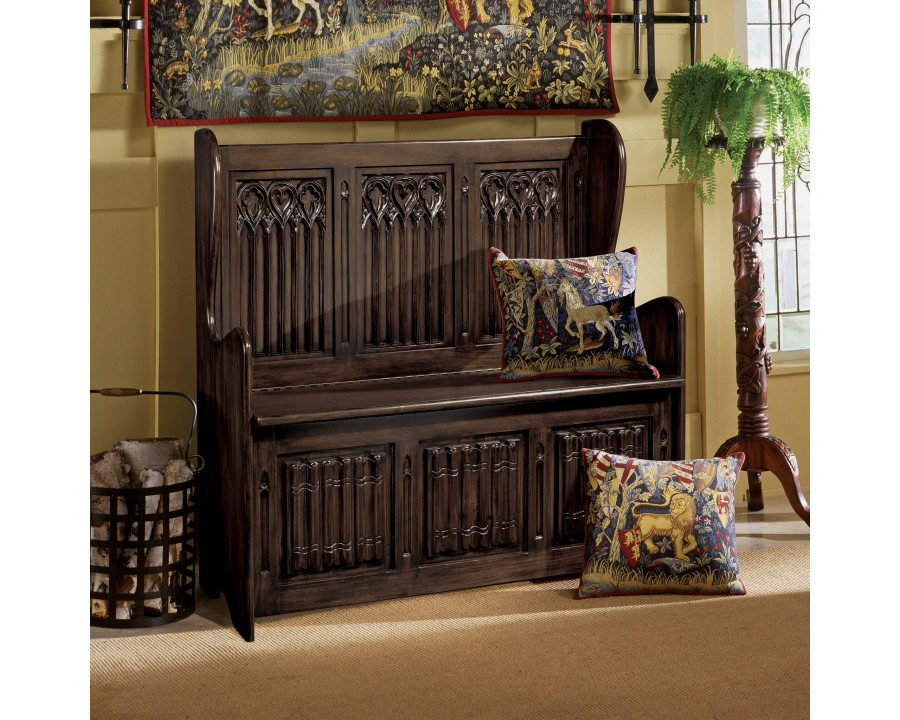 Toscano - Kylemore Abbey Gothic Bench in Walnut, Mahogany