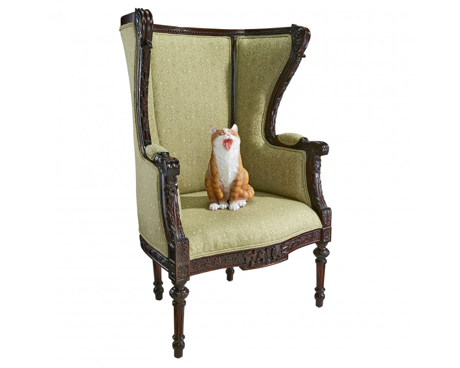 Toscano - Louis XVI Wingback Armchair in Green, Fabric/Mahogany