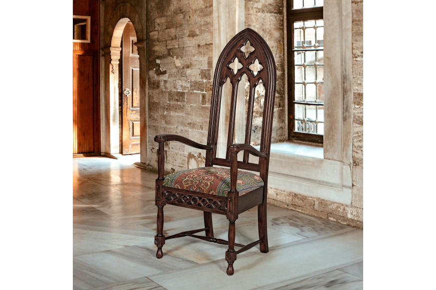 Toscano™ Viollet-le-Duc Cathedral Armchair - Mahogany