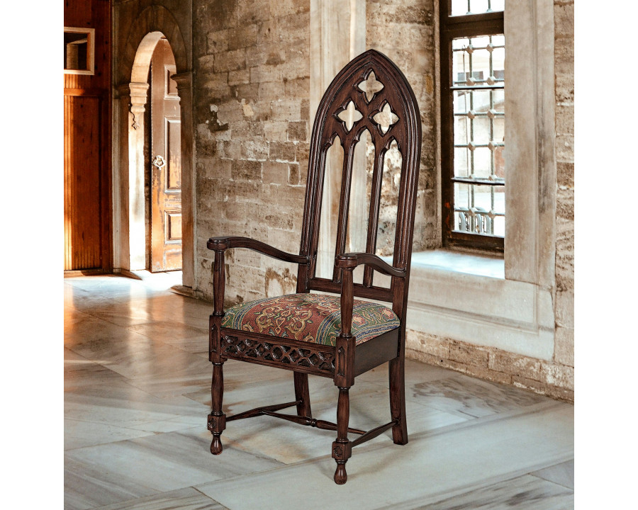 Toscano - Viollet-le-Duc Cathedral Armchair in Mahogany