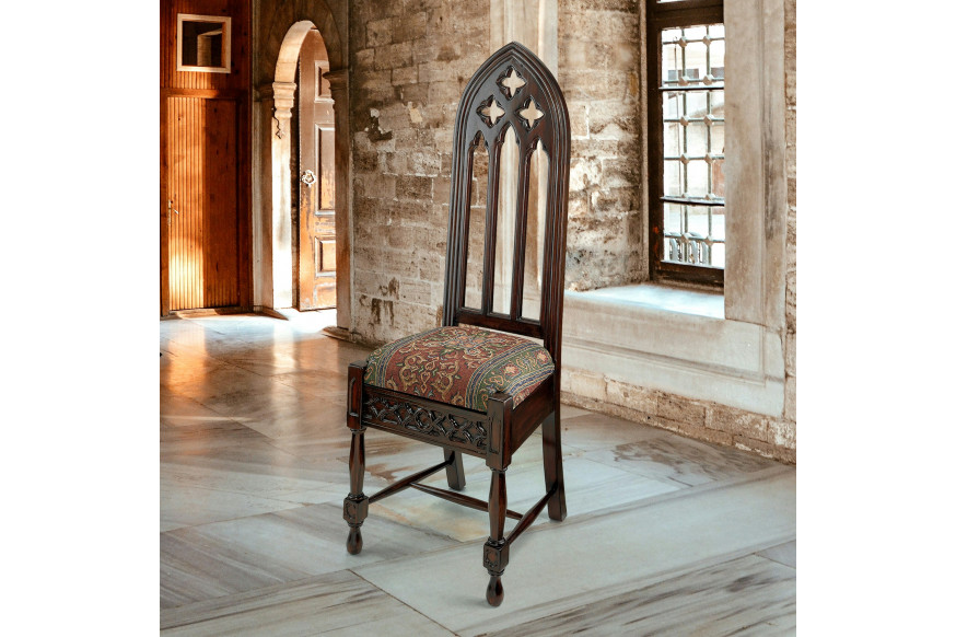 Toscano™ Viollet-le-Duc Gothic Cathedral Side Chair - Mahogany