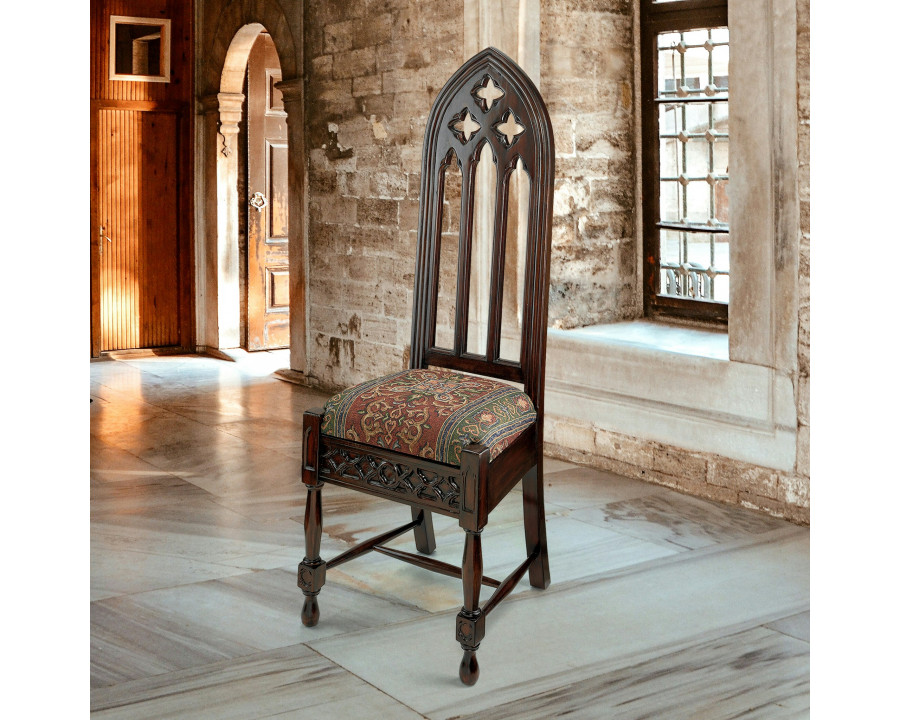 Toscano - Viollet-le-Duc Gothic Cathedral Side Chair in Mahogany