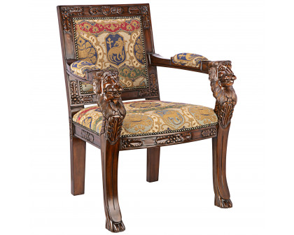 Toscano™ Beardsley Lion Armchair - Brown, Mahogany/Fabric