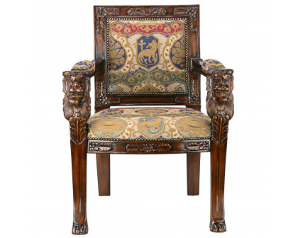 Toscano™ Beardsley Lion Armchair - Brown, Mahogany/Fabric