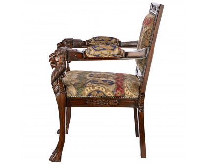 Toscano™ Beardsley Lion Armchair - Brown, Mahogany/Fabric