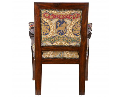 Toscano™ Beardsley Lion Armchair - Brown, Mahogany/Fabric