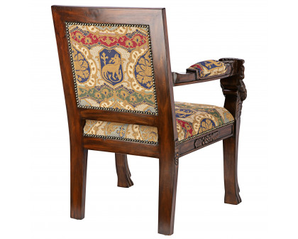 Toscano™ Beardsley Lion Armchair - Brown, Mahogany/Fabric