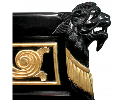 Toscano - Caesar Royal Lions Hand-Carved Throne Chair — Black/Gold, Mahogany