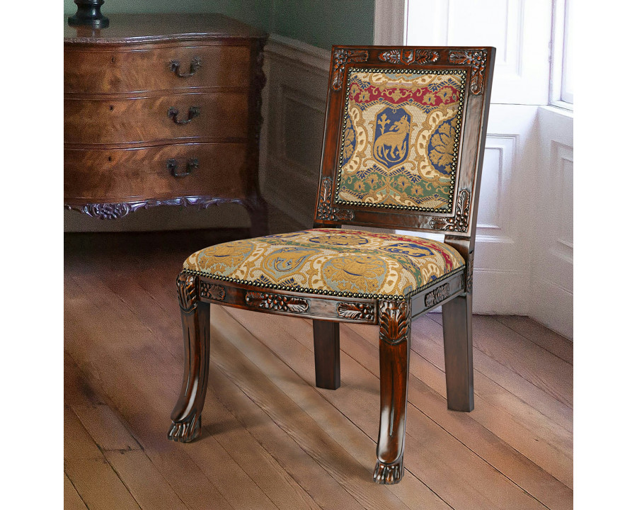 Toscano - Beardsley Heraldic Lion Side Chair in Mahogany