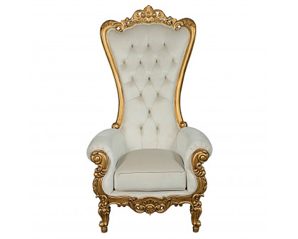 Toscano - Contessa Stylish Baroque Throne Chair in Ivory, Velvet