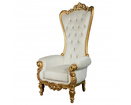 Toscano - Contessa Stylish Baroque Throne Chair in Ivory, Velvet