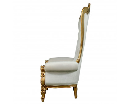 Toscano - Contessa Stylish Baroque Throne Chair in Ivory, Velvet