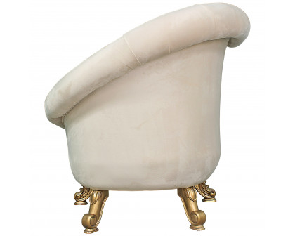 Toscano - Lombard Art Deco Winged Sofa Chair in Ivory, Velvet