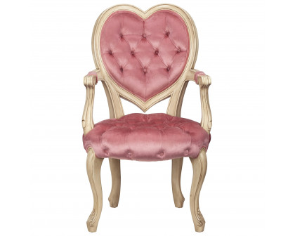 Toscano Sweetheart Victorian-Style Armchair - Cream/Pink, Mahogany/Velvet