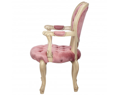 Toscano Sweetheart Victorian-Style Armchair - Cream/Pink, Mahogany/Velvet