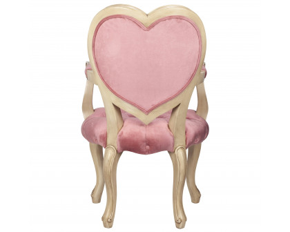 Toscano Sweetheart Victorian-Style Armchair - Cream/Pink, Mahogany/Velvet