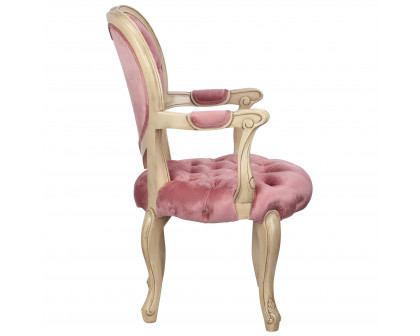 Toscano Sweetheart Victorian-Style Armchair - Cream/Pink, Mahogany/Velvet