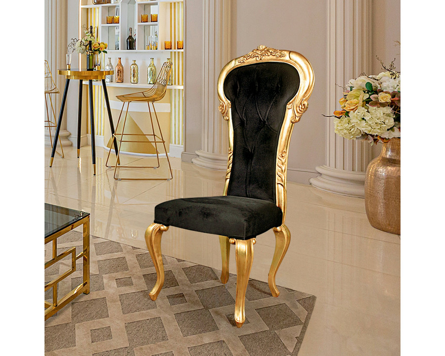 Toscano - Delacroix Gilded Side Chair in Ebony, Velvet/Mahogany