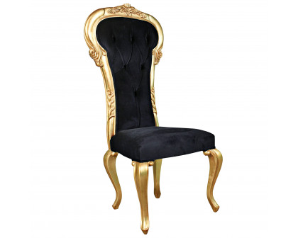 Toscano - Delacroix Gilded Side Chair in Ebony, Velvet/Mahogany