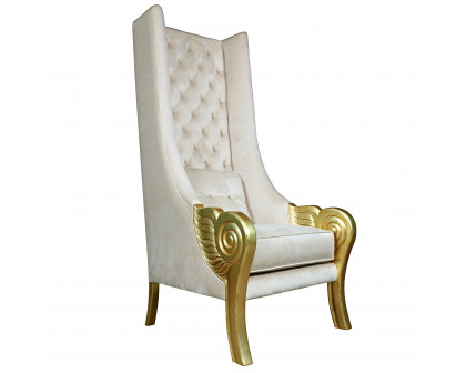 Toscano - Eros Winged Contemporary Throne Chair in Ivory, Velvet