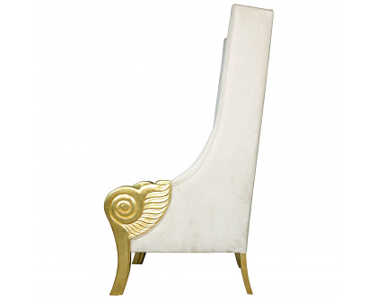 Toscano - Eros Winged Contemporary Throne Chair in Ivory, Velvet