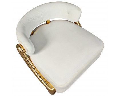 Toscano - Contemporary Ammon Horn Tub Chair in Ivory/Gold, Velvet/Mahogany