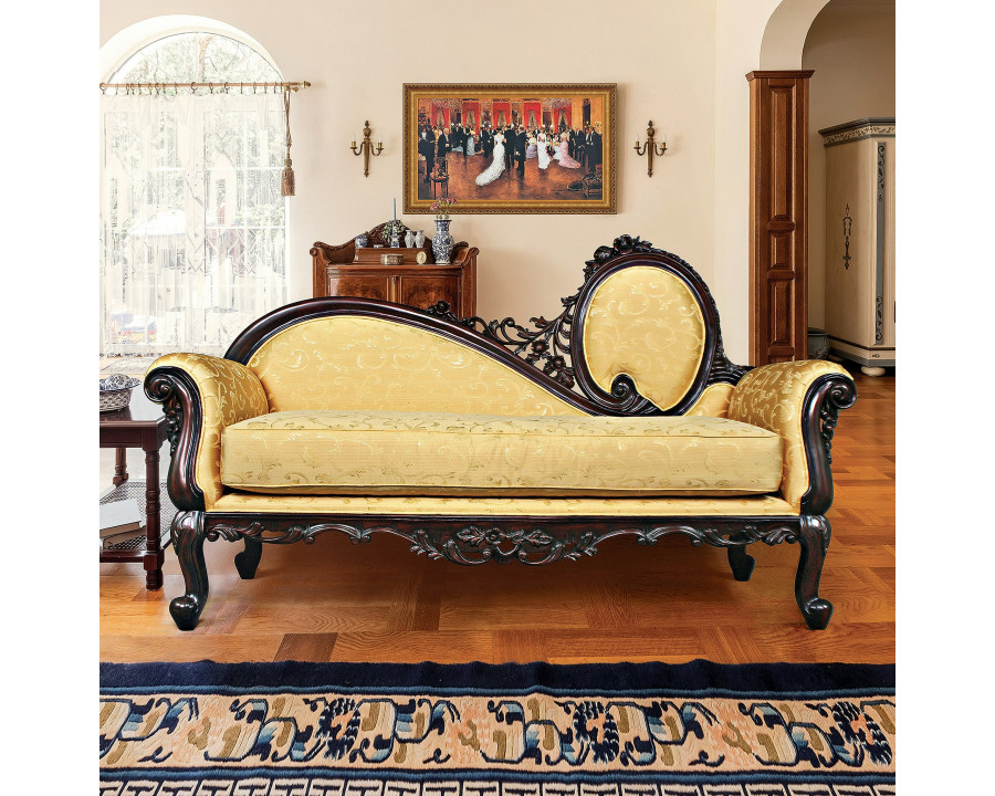 Toscano - Rossetti Victorian Salon Sofa Couch in Yellow, Fabric