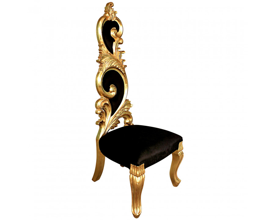 Toscano - Baroque Marie Lisette Chair in Black/Gold, Velvet/Mahogany