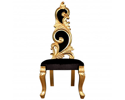 Toscano - Baroque Marie Lisette Chair in Black/Gold, Velvet/Mahogany