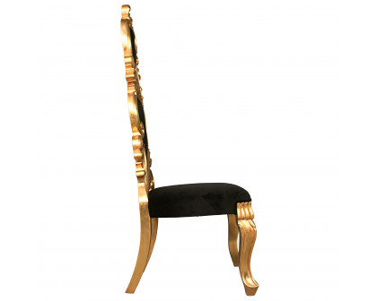 Toscano - Baroque Marie Lisette Chair in Black/Gold, Velvet/Mahogany