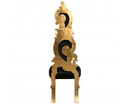 Toscano - Baroque Marie Lisette Chair in Black/Gold, Velvet/Mahogany