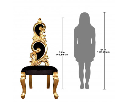 Toscano - Baroque Marie Lisette Chair in Black/Gold, Velvet/Mahogany