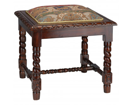 Toscano - Charles II Gothic Stool in Walnut, Mahogany