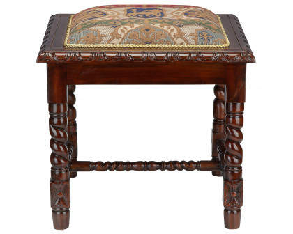 Toscano - Charles II Gothic Stool in Walnut, Mahogany