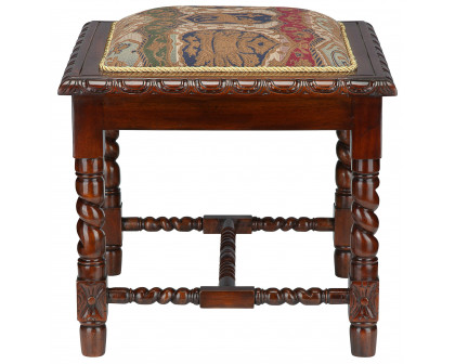 Toscano - Charles II Gothic Stool in Walnut, Mahogany