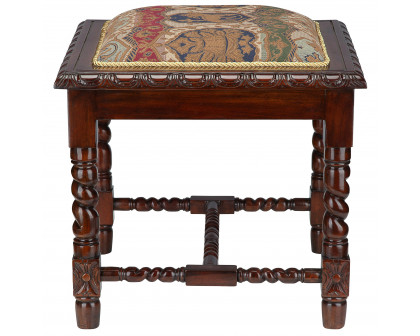 Toscano - Charles II Gothic Stool in Walnut, Mahogany