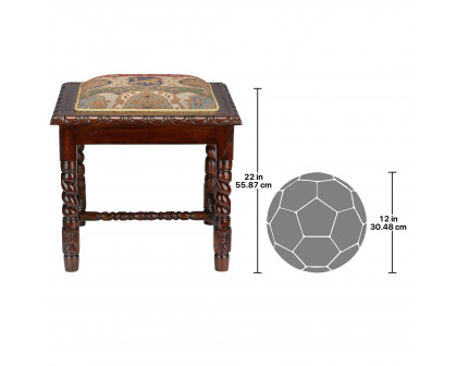 Toscano - Charles II Gothic Stool in Walnut, Mahogany