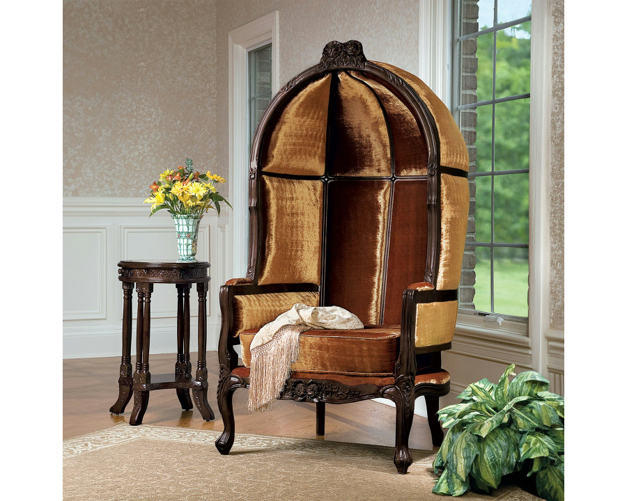 Toscano - Victorian-Style Lady Alcott Balloon Chair in Walnut, Mahogany