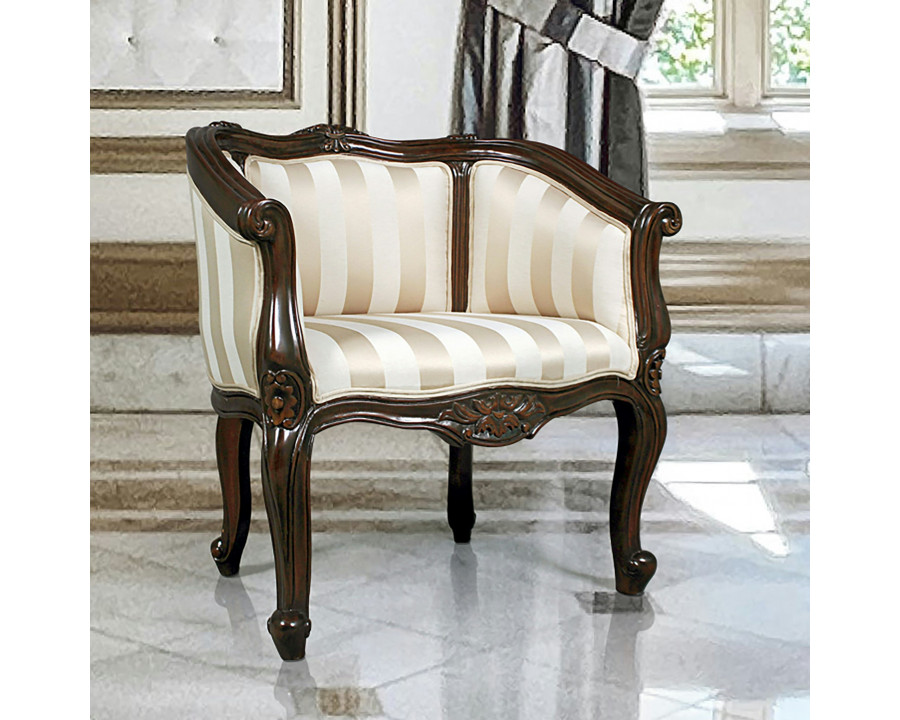 Toscano - The Marguerite Chair in Beige, Fabric/Mahogany