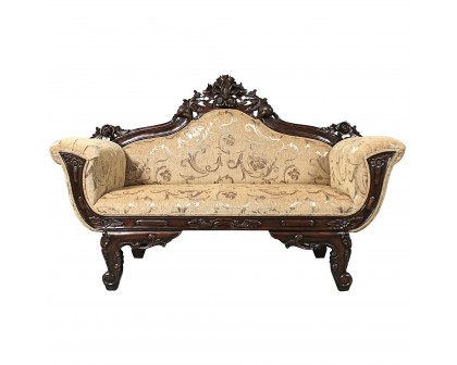 Toscano - Beauchamp Victorian Parlor Settee in Beige, Fabric/Mahogany