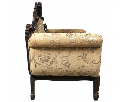 Toscano - Beauchamp Victorian Parlor Settee in Beige, Fabric/Mahogany