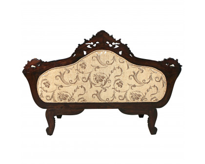 Toscano - Beauchamp Victorian Parlor Settee in Beige, Fabric/Mahogany