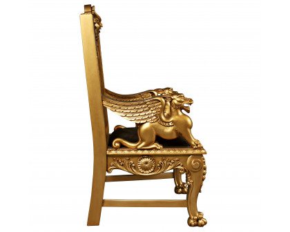 Toscano - Alfred the Great Throne Chair in Gold, Mahogany