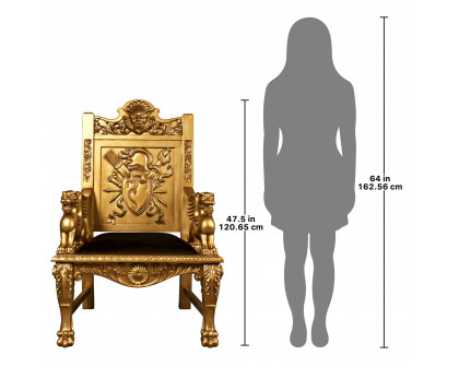 Toscano - Alfred the Great Throne Chair in Gold, Mahogany