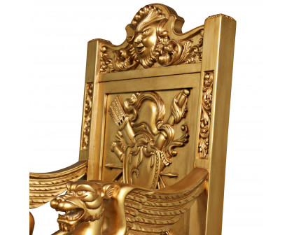 Toscano - Alfred the Great Throne Chair in Gold, Mahogany