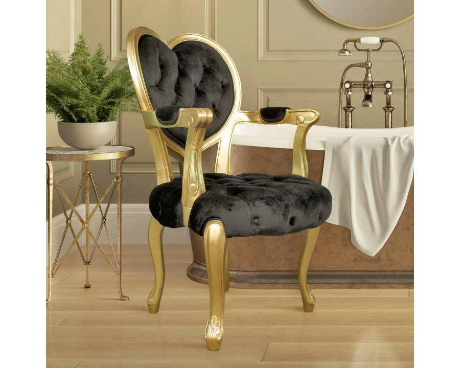 Toscano Sweetheart Victorian-Style Armchair - Gold/Black, Mahogany/Velvet