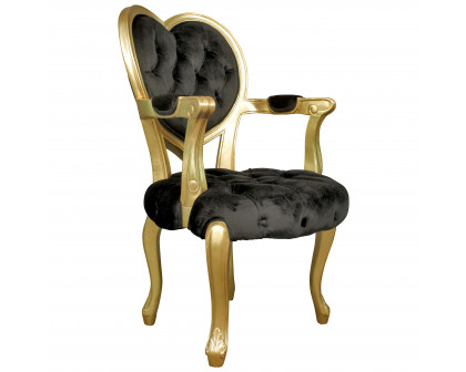 Toscano™ Sweetheart Victorian-Style Armchair - Gold/Black, Mahogany/Velvet