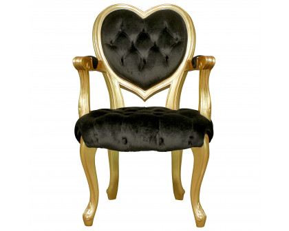 Toscano™ Sweetheart Victorian-Style Armchair - Gold/Black, Mahogany/Velvet