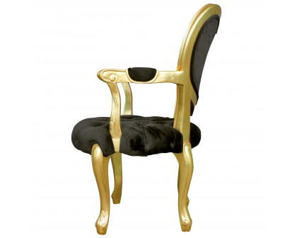 Toscano™ Sweetheart Victorian-Style Armchair - Gold/Black, Mahogany/Velvet